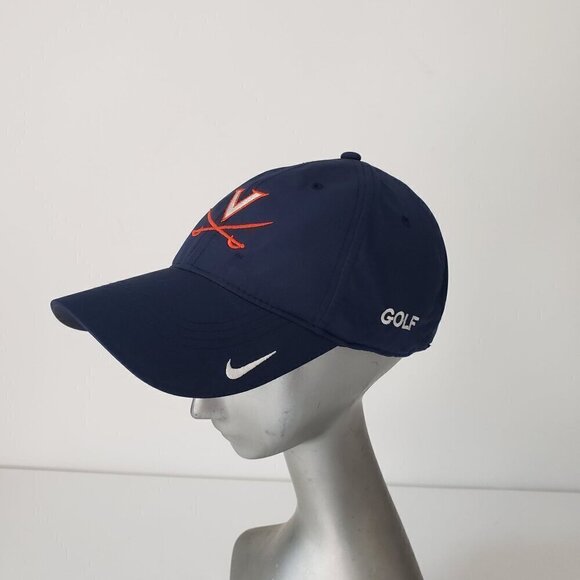 NIKE Golf UVA Cavaliers Unisex Adjustable Back Strap Navy Blue Baseball Cap - Picture 2 of 14